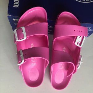 Birkenstock Arizona EVA pink sandal. Size: 6, 37